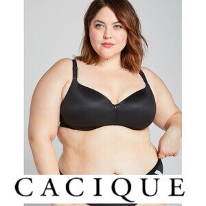 NWT Cacique Black Color Invisible Backsmoother Lightly Lined Balconette Bra